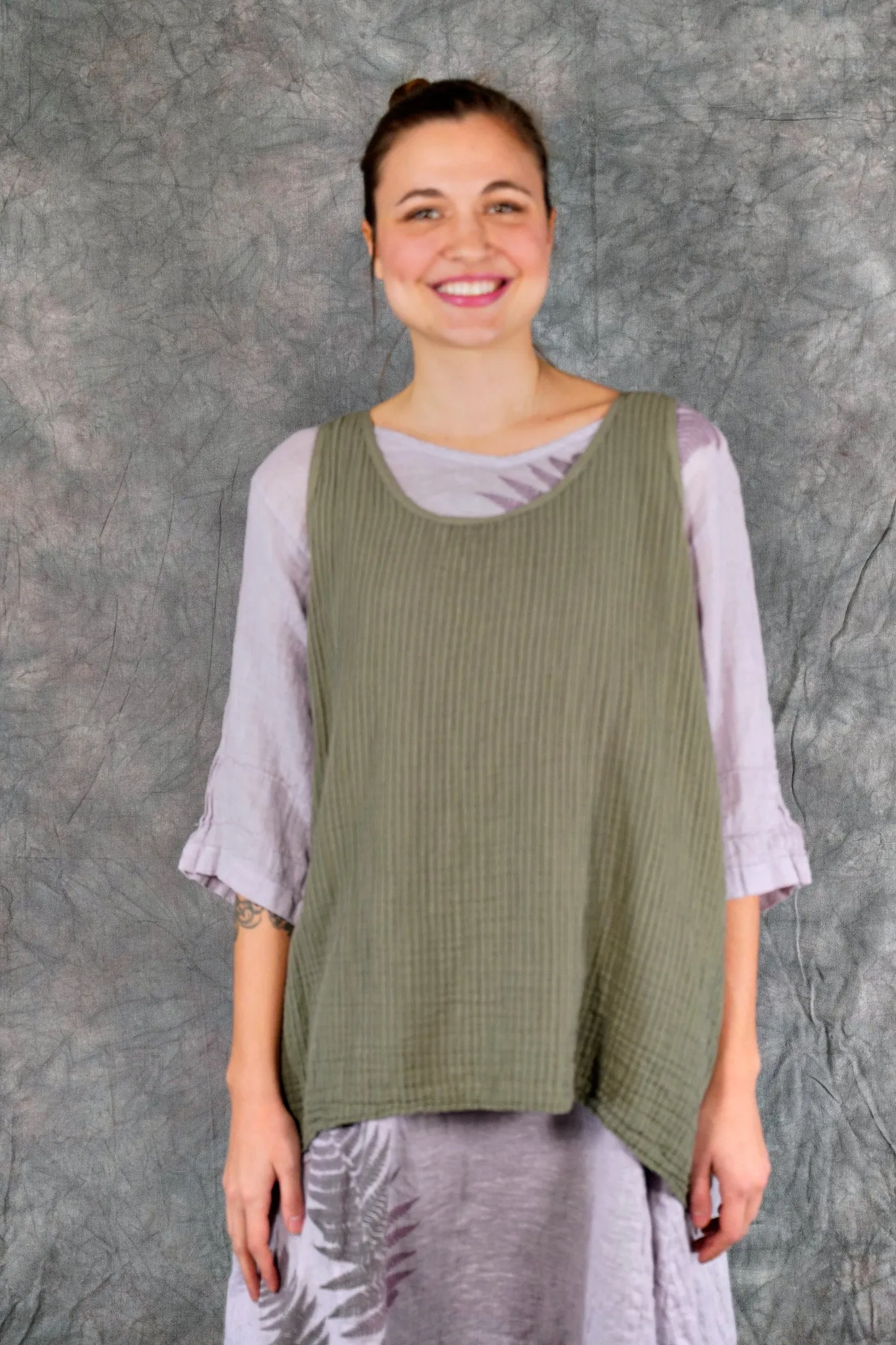 1196 Striped Layer Vest Caper-U