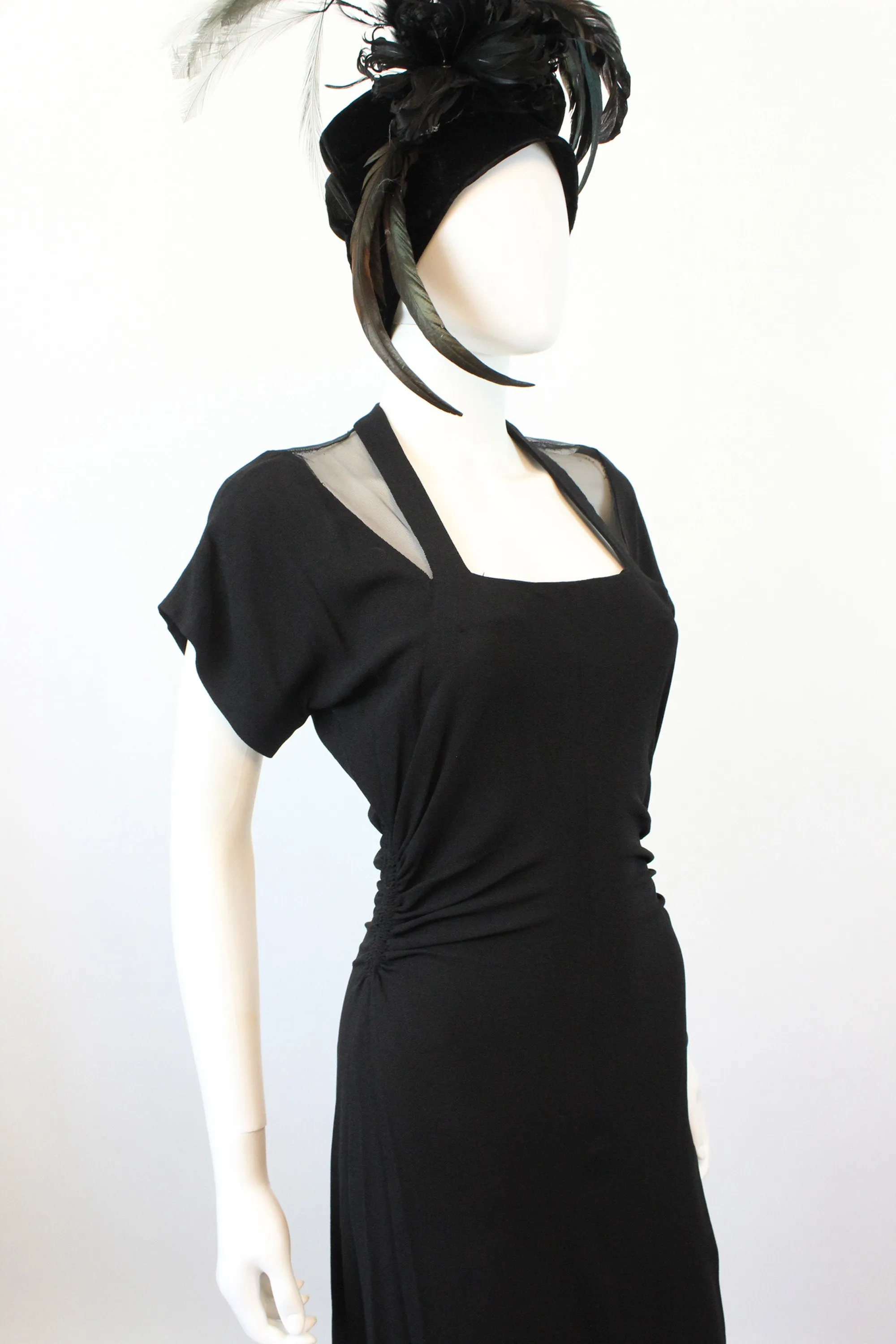 1940s MESH OPEN back gown dress xs small | new fall