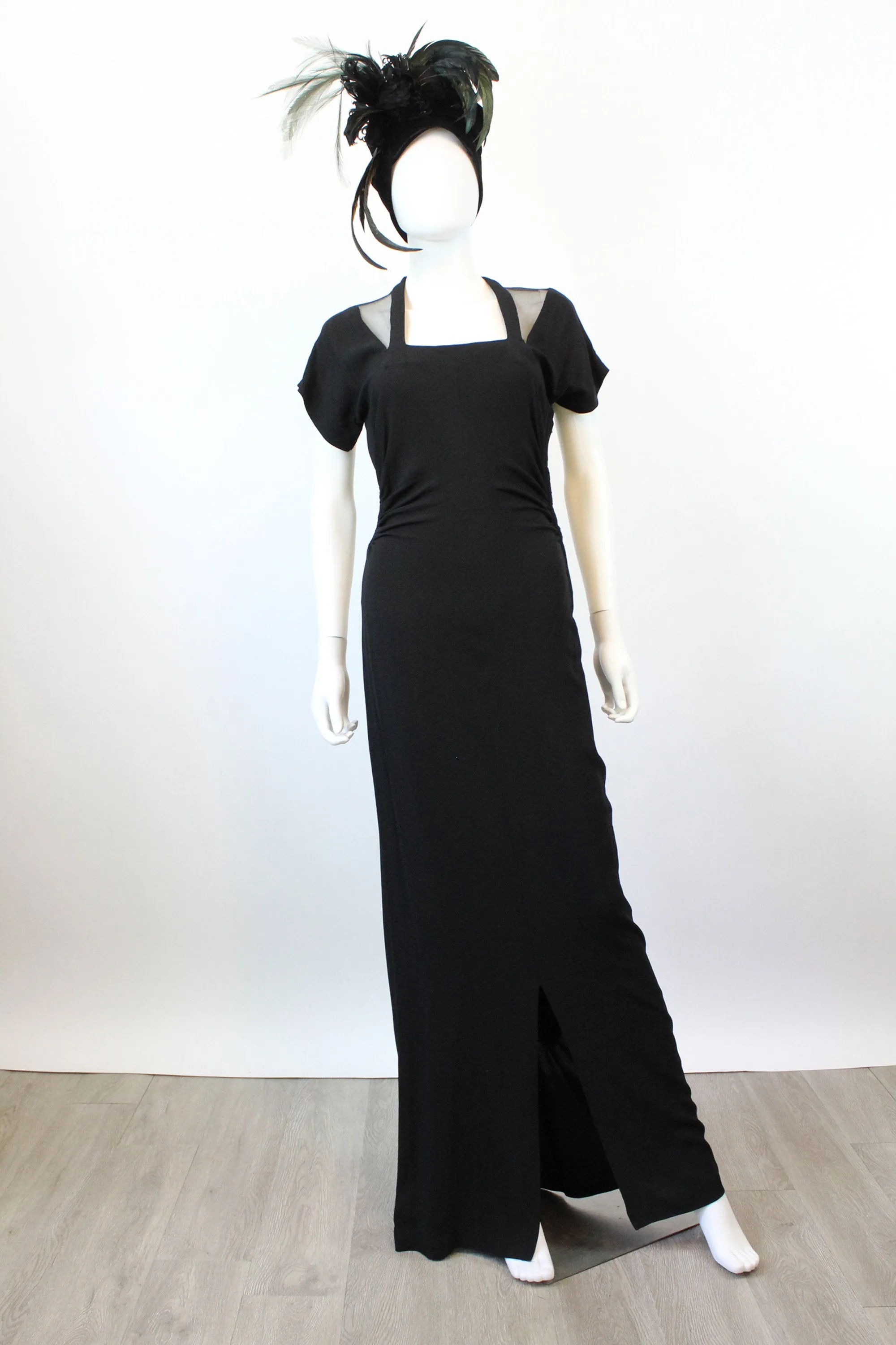1940s MESH OPEN back gown dress xs small | new fall
