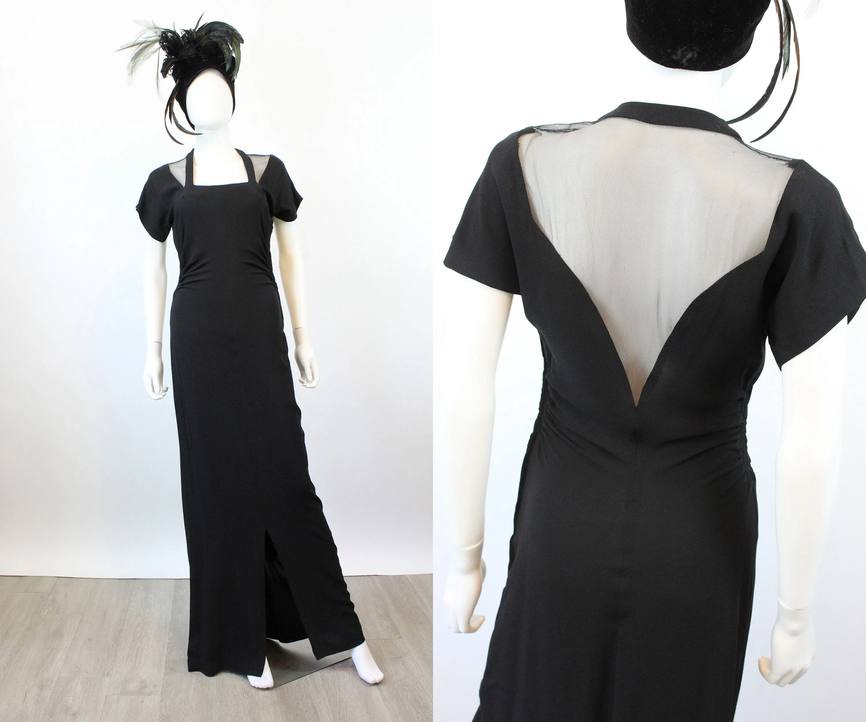 1940s MESH OPEN back gown dress xs small | new fall