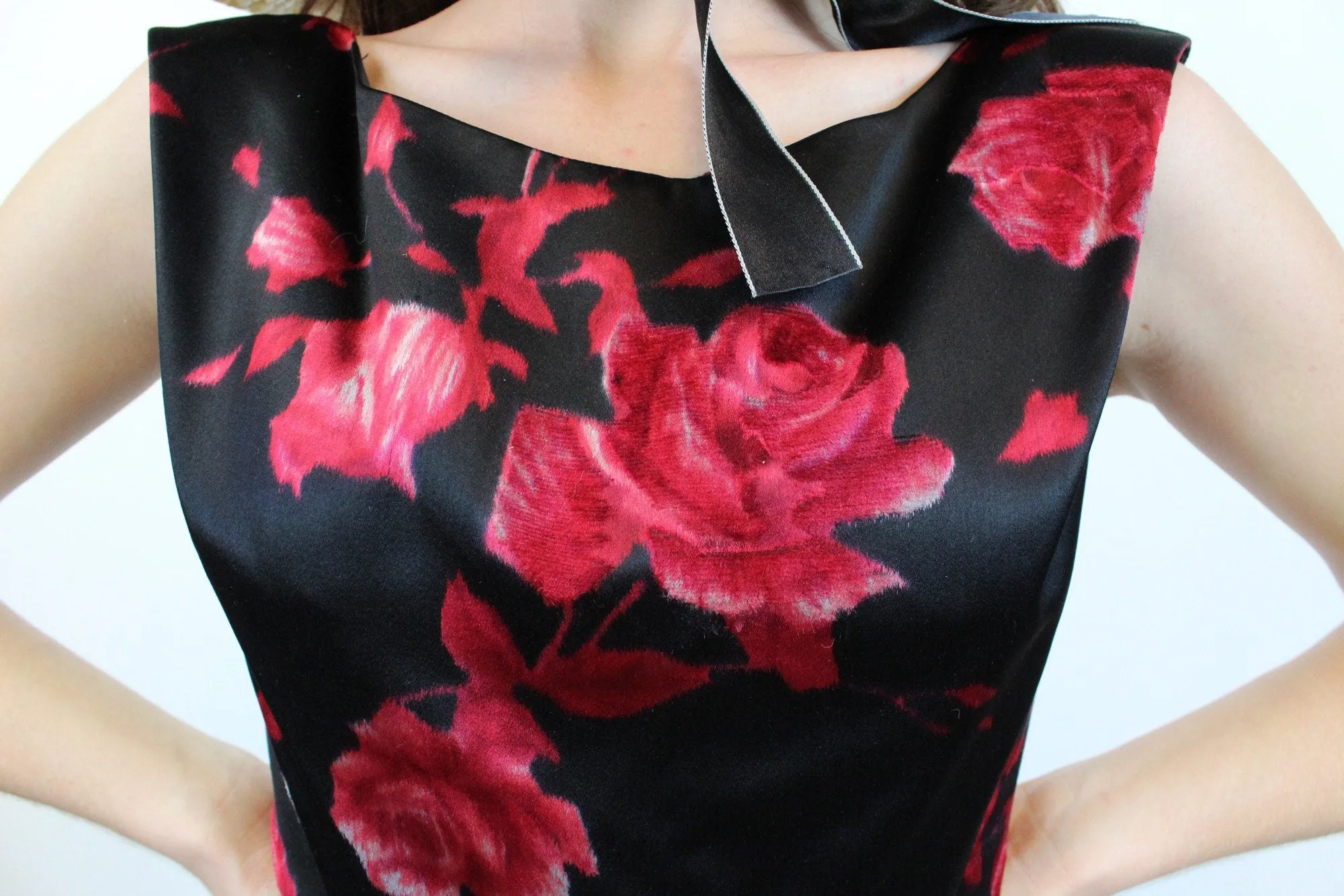 1960s NEIMAN MARCUS rose print SILK dress xs | new spring