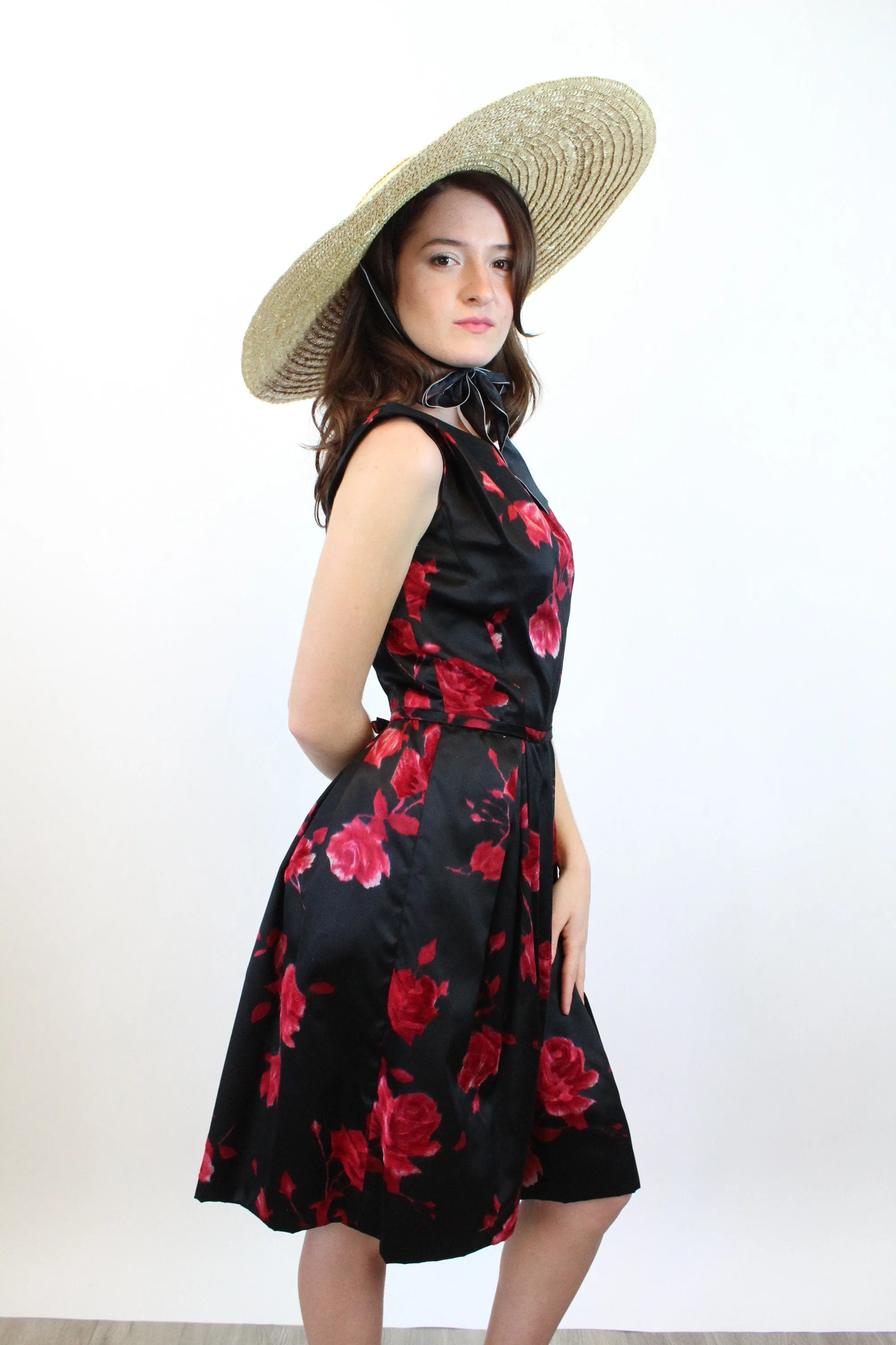 1960s NEIMAN MARCUS rose print SILK dress xs | new spring