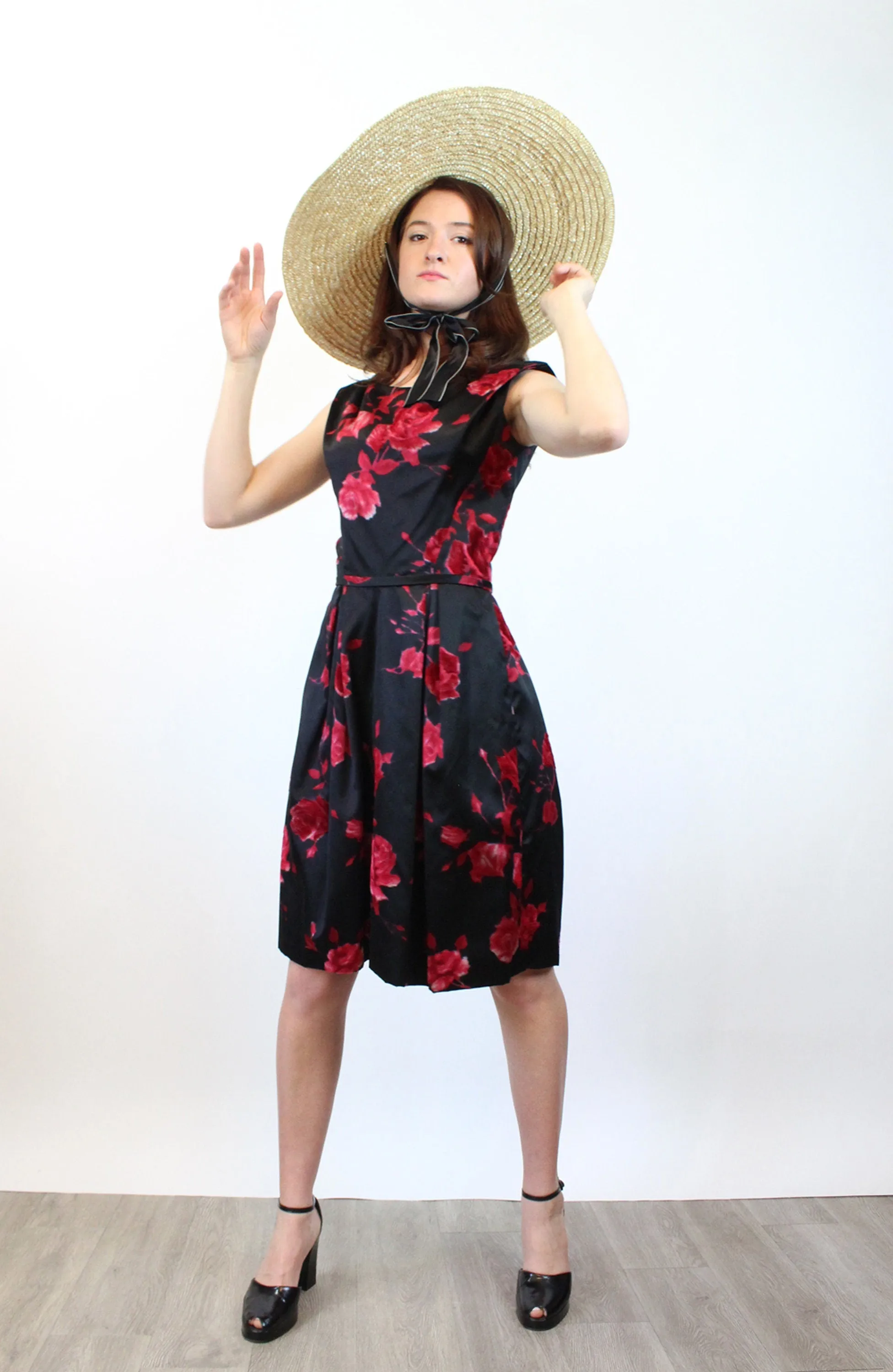 1960s NEIMAN MARCUS rose print SILK dress xs | new spring
