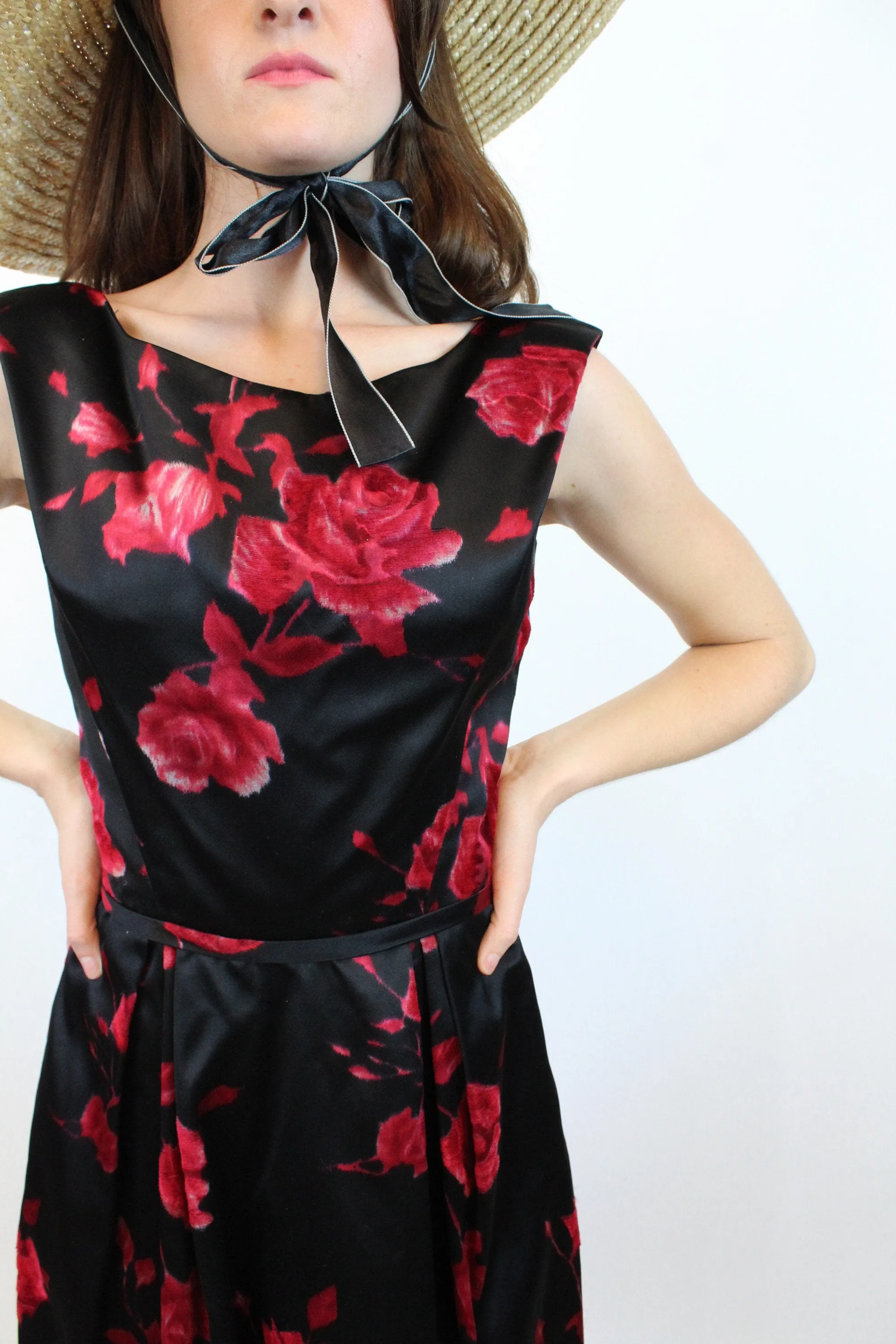 1960s NEIMAN MARCUS rose print SILK dress xs | new spring