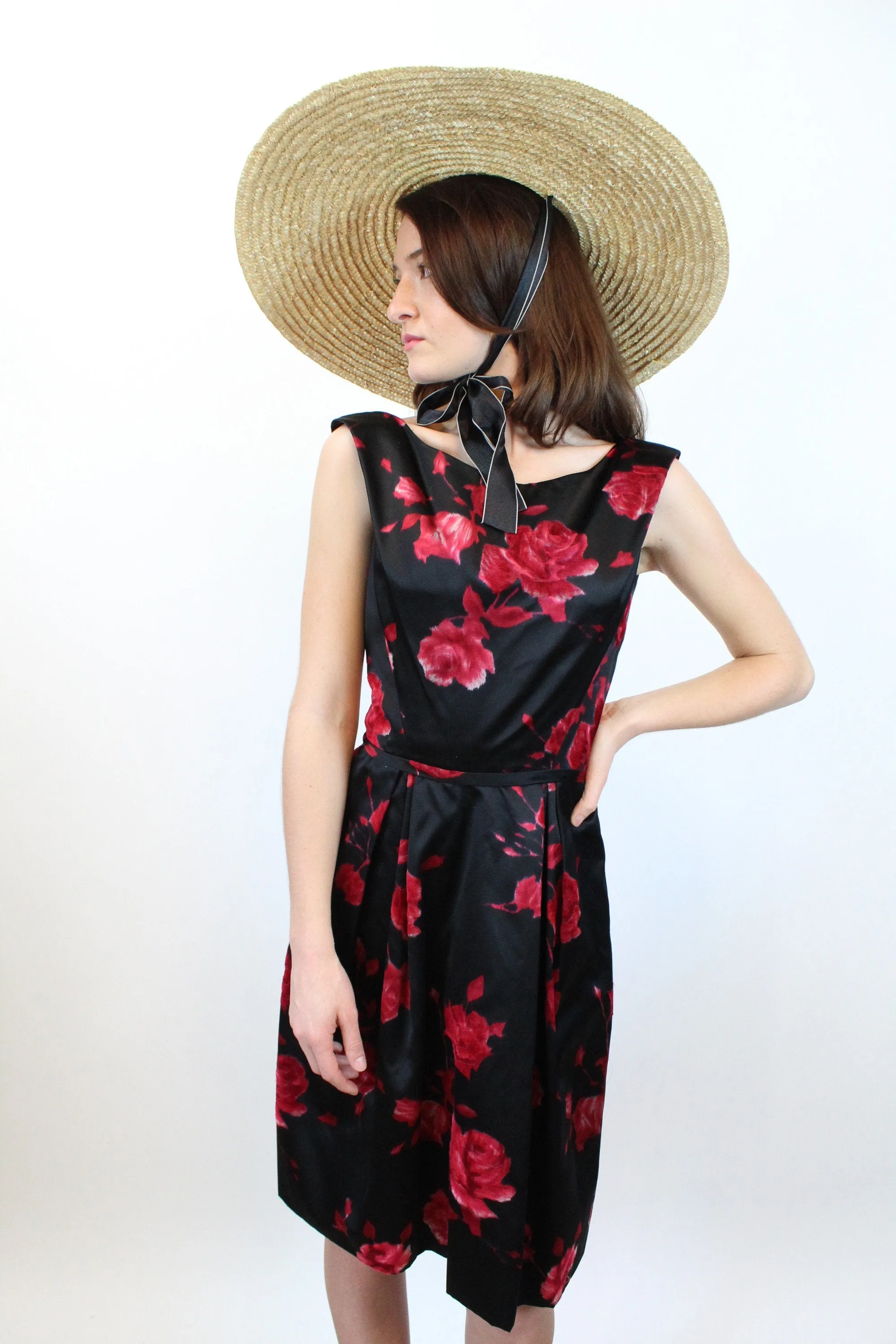 1960s NEIMAN MARCUS rose print SILK dress xs | new spring