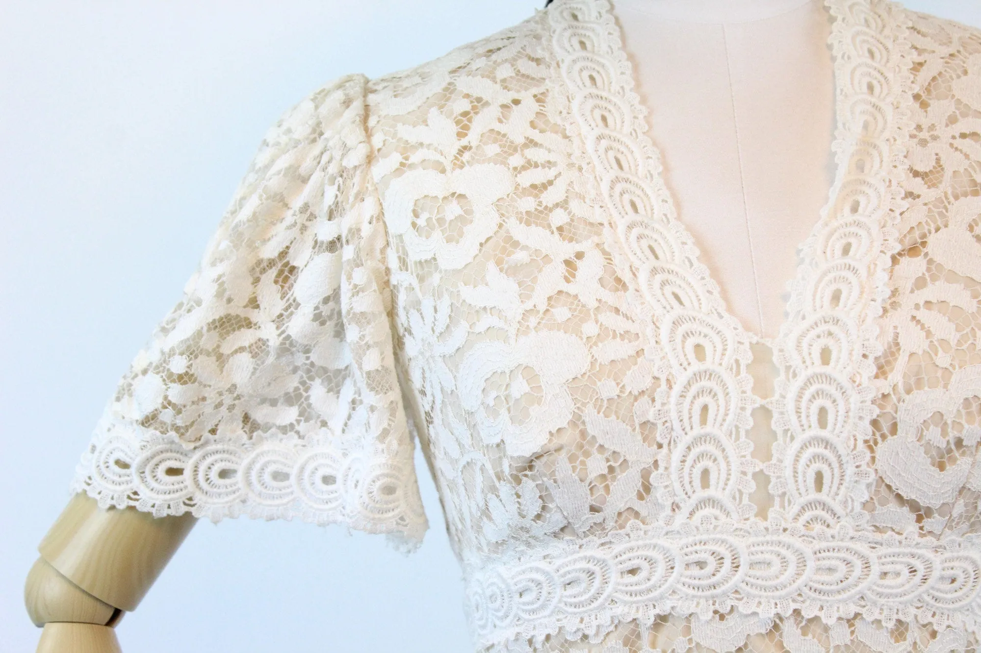 1970s VICTOR COSTA lace wedding dress xs | new spring summer