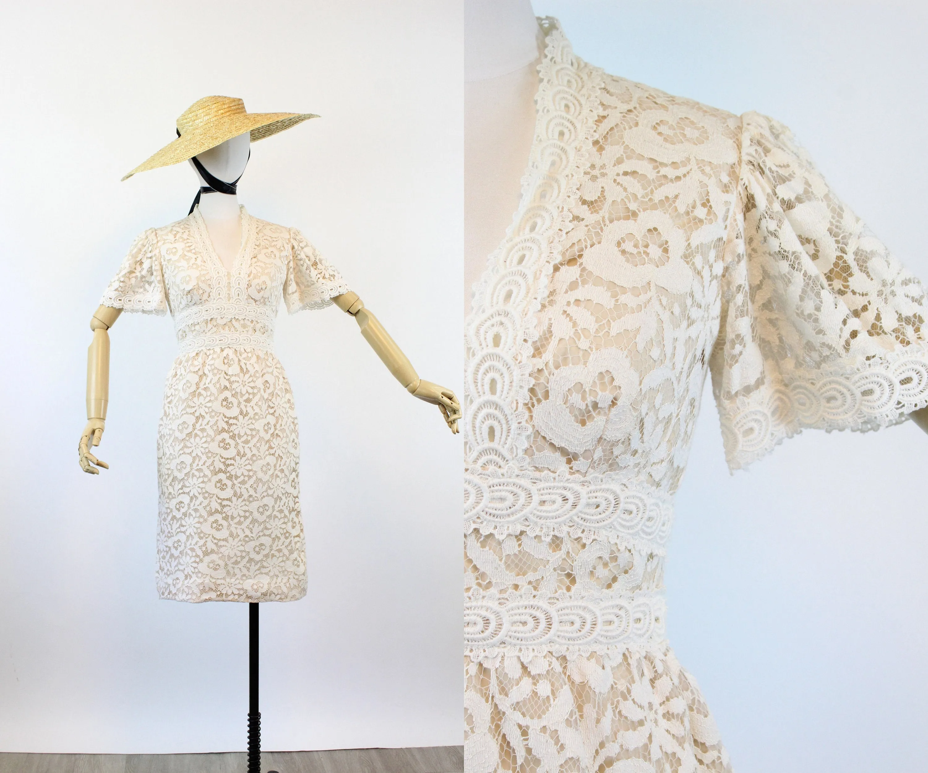 1970s VICTOR COSTA lace wedding dress xs | new spring summer