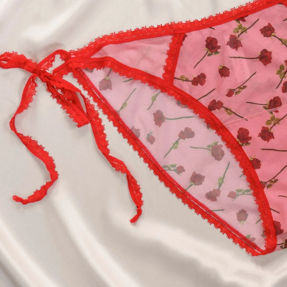 A Dozen Roses Printed Tie Side Bikini