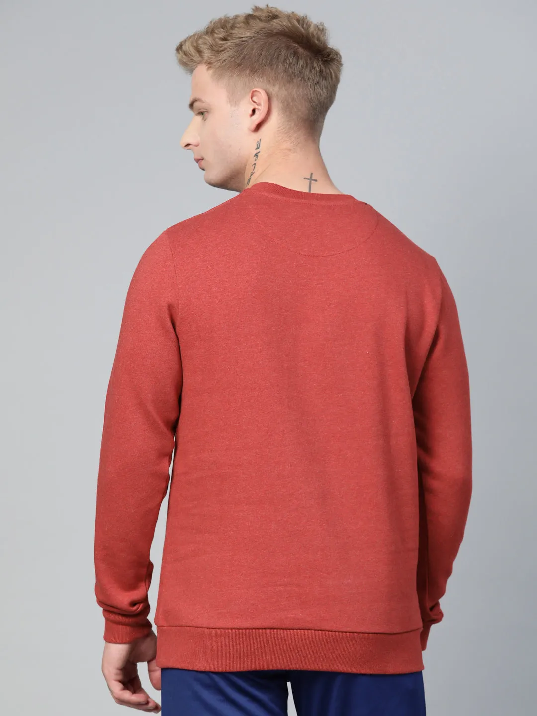 Alcis Men Rust Typography Printed Sweatshirt