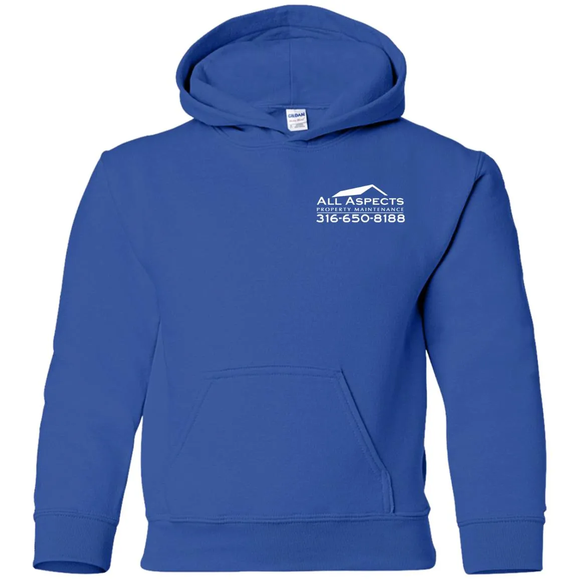 All Aspects 2-sided print white logo G185B Gildan Youth Pullover Hoodie