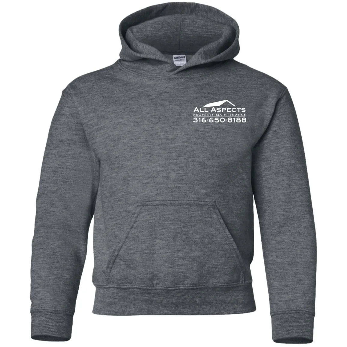 All Aspects 2-sided print white logo G185B Gildan Youth Pullover Hoodie
