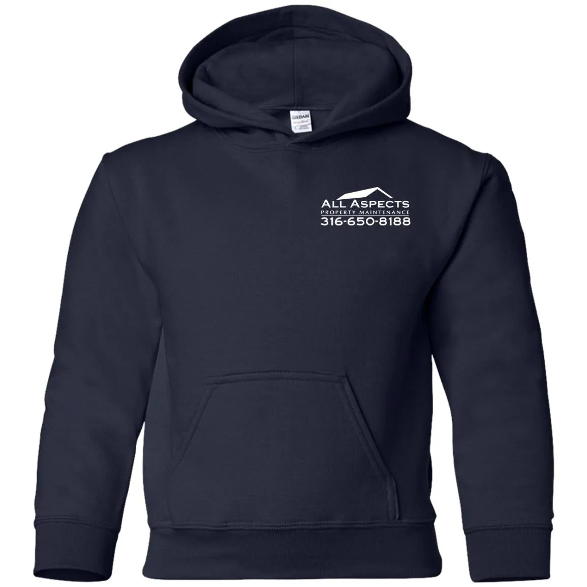 All Aspects 2-sided print white logo G185B Gildan Youth Pullover Hoodie