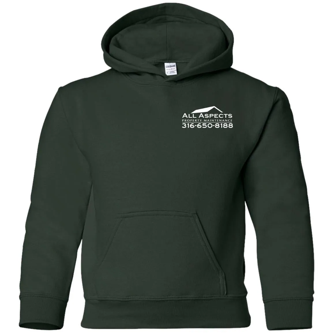 All Aspects 2-sided print white logo G185B Gildan Youth Pullover Hoodie