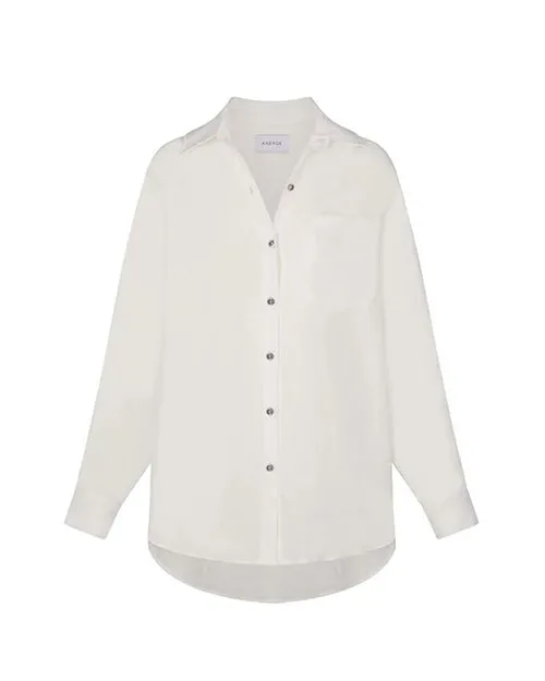 ANEMOS | Oversized Button Down Pool Shirt Dress | White