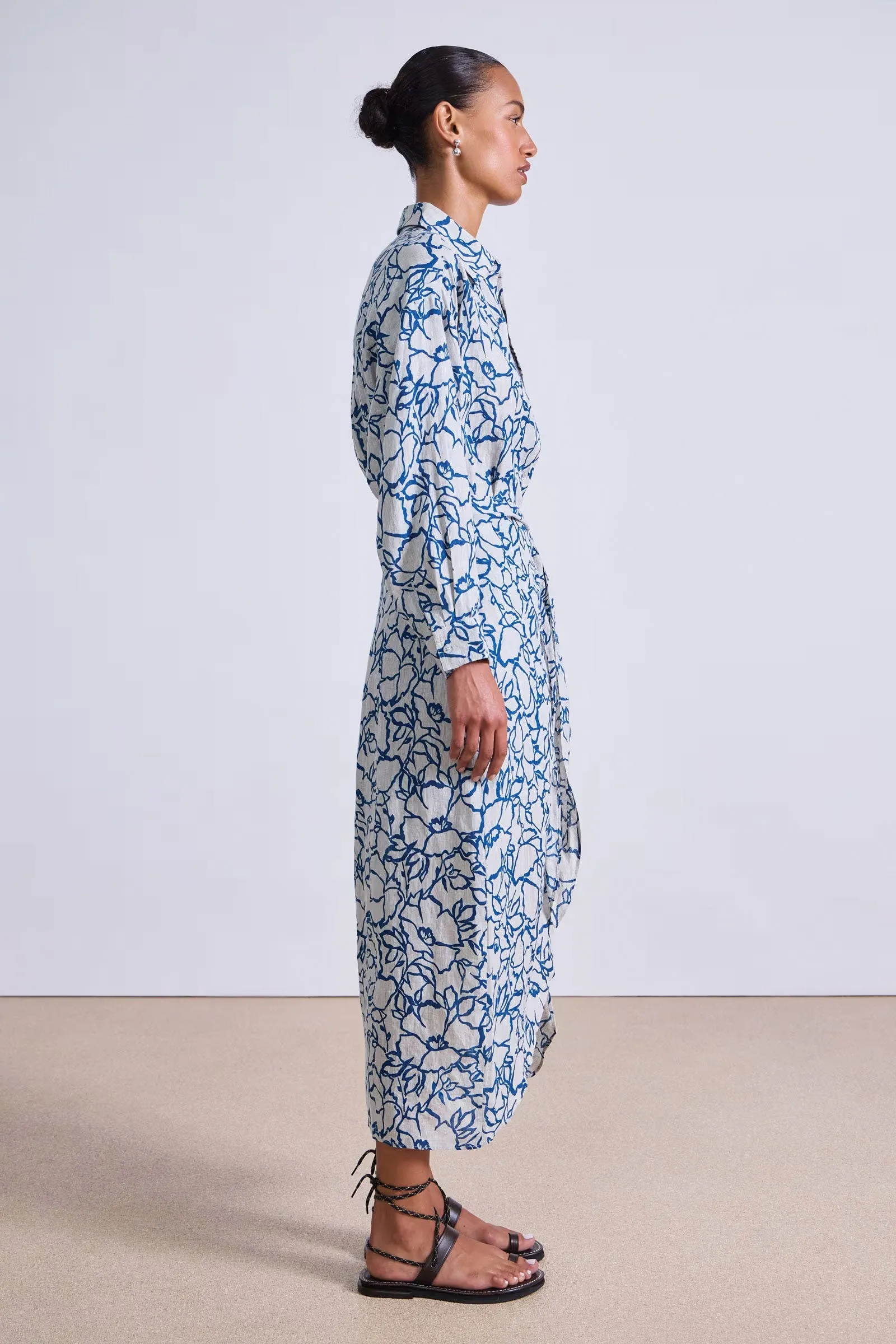 Apiece Apart Alessandra Sarong Shirt Dress in Lace Floral