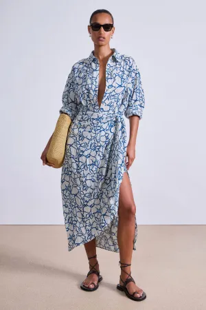 Apiece Apart Alessandra Sarong Shirt Dress in Lace Floral