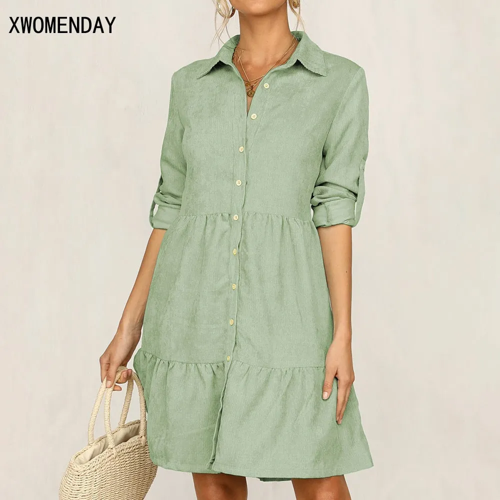 Autumn Long Sleeve Shirt Dress Women Office Work Dress Chic Button White Black Ladies Slim Midi Dresses 2020 Clothes For Woman