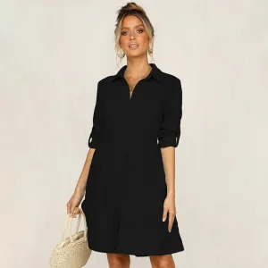 Autumn Long Sleeve Shirt Dress Women Office Work Dress Chic Button White Black Ladies Slim Midi Dresses 2020 Clothes For Woman