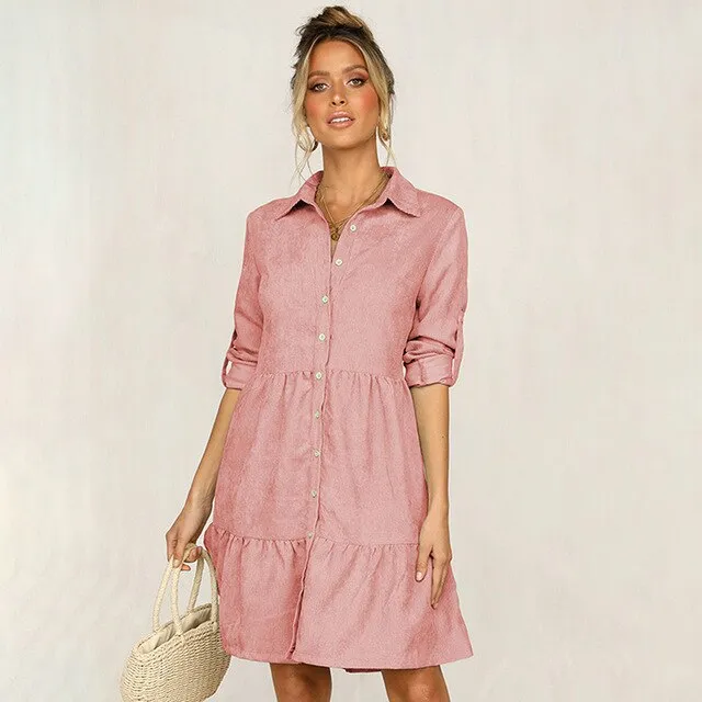 Autumn Long Sleeve Shirt Dress Women Office Work Dress Chic Button White Black Ladies Slim Midi Dresses 2020 Clothes For Woman