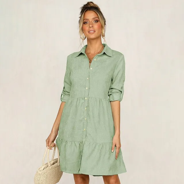 Autumn Long Sleeve Shirt Dress Women Office Work Dress Chic Button White Black Ladies Slim Midi Dresses 2020 Clothes For Woman