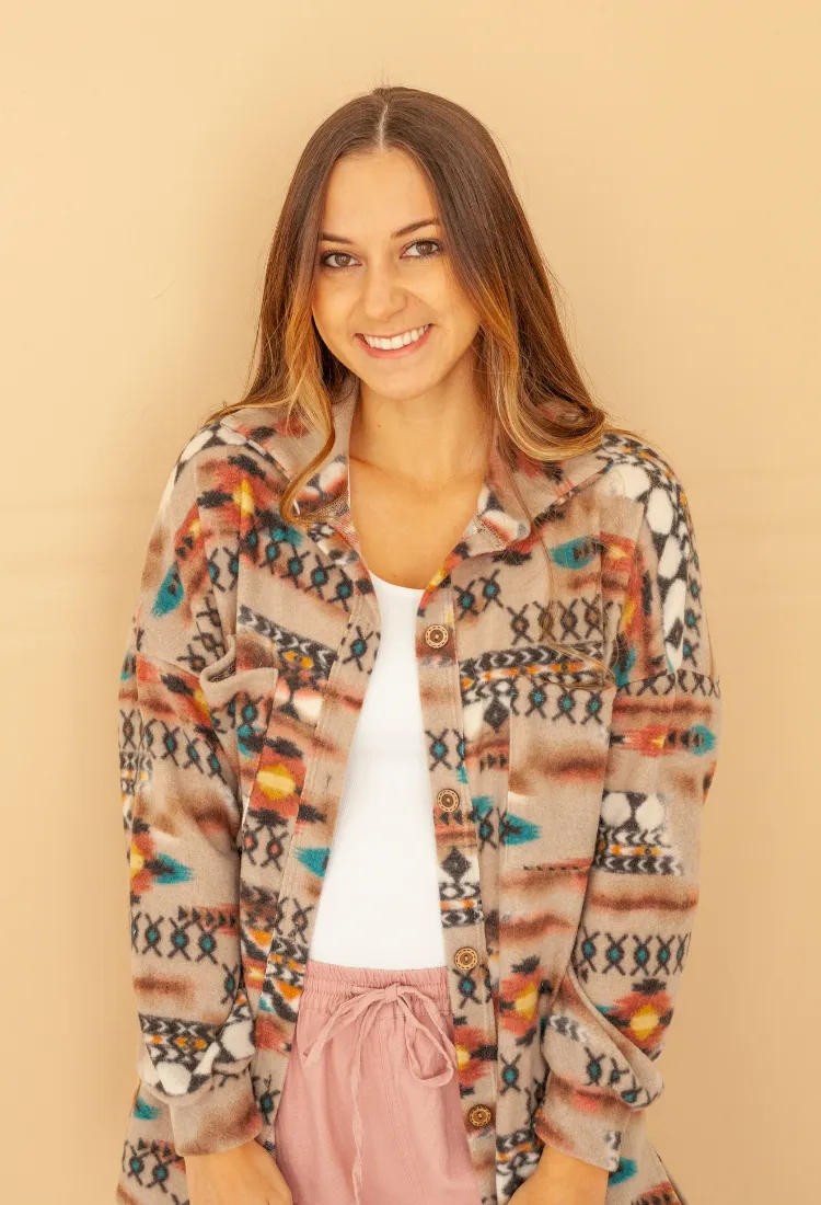 Aztec Print Shacket