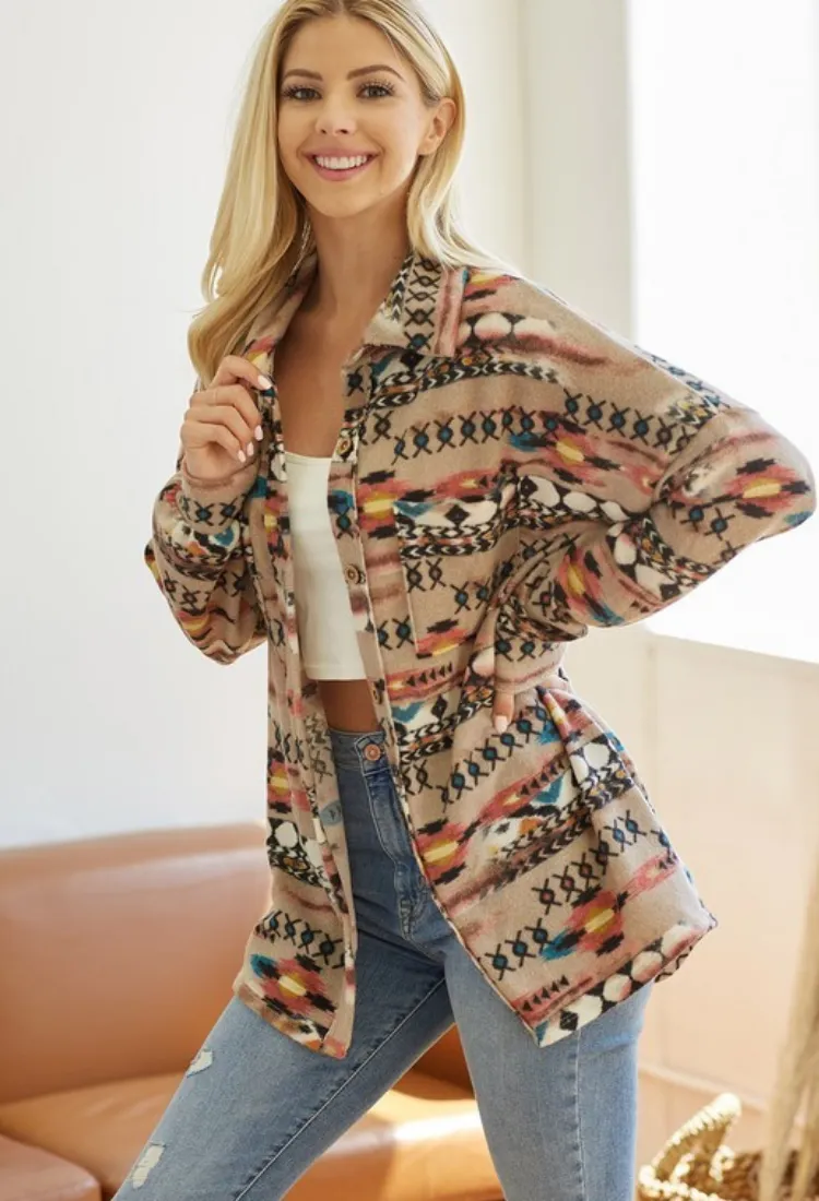Aztec Print Shacket