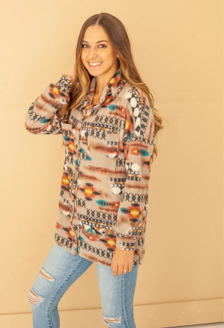 Aztec Print Shacket