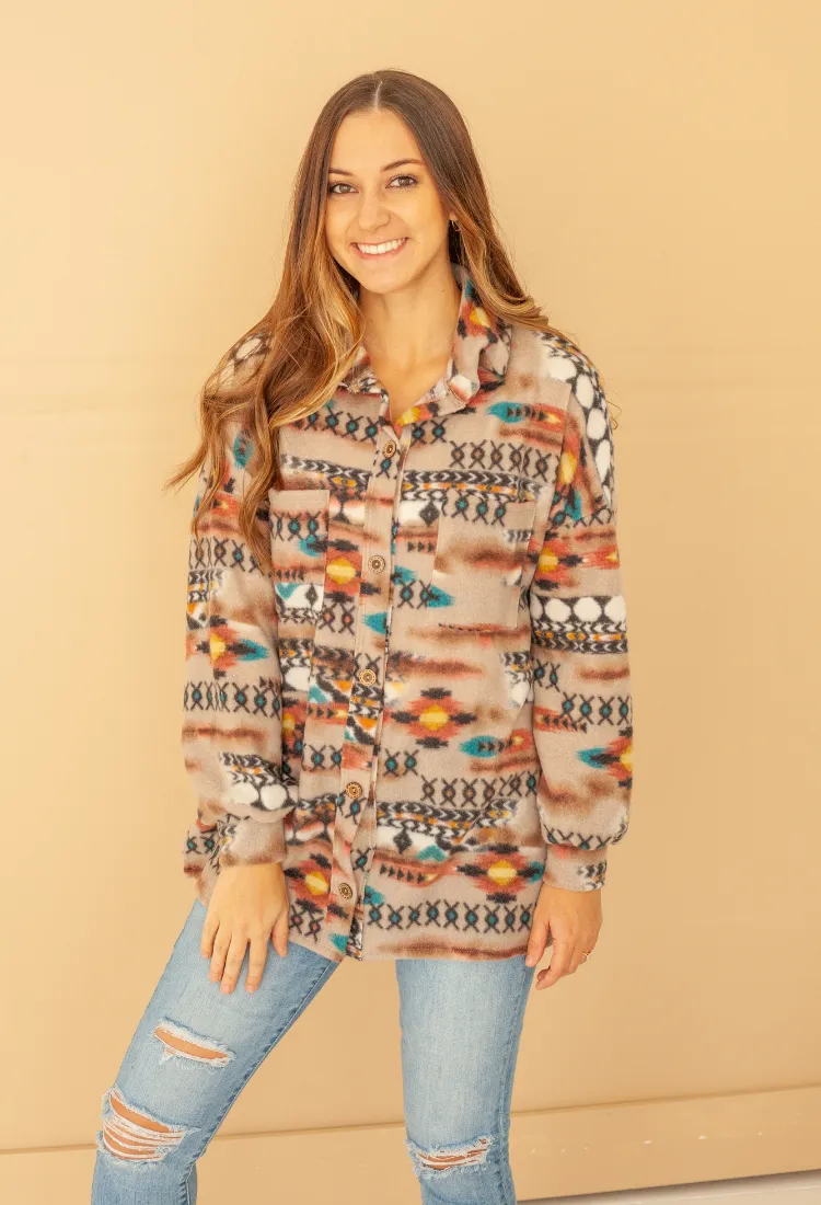 Aztec Print Shacket