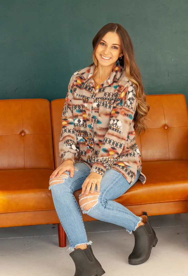 Aztec Print Shacket