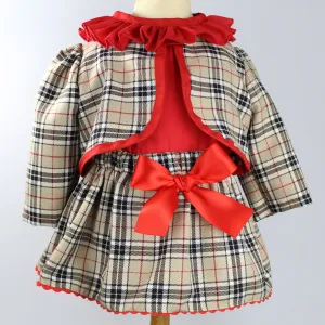 Baby Girl Tartan Outfit- 3 Piece - Beige