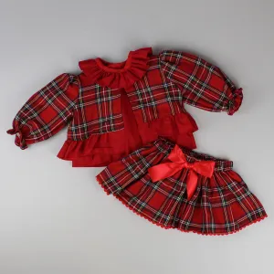 Baby Girl Tartan Outfit- 3 Piece - Red