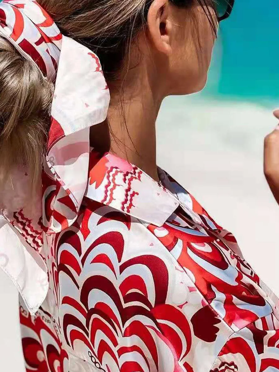Baroque print Hawaiian Shirt Shorts Set
