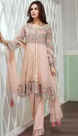 Beautiful chiffon dress by jazmin in baby pink color Model # C 1221
