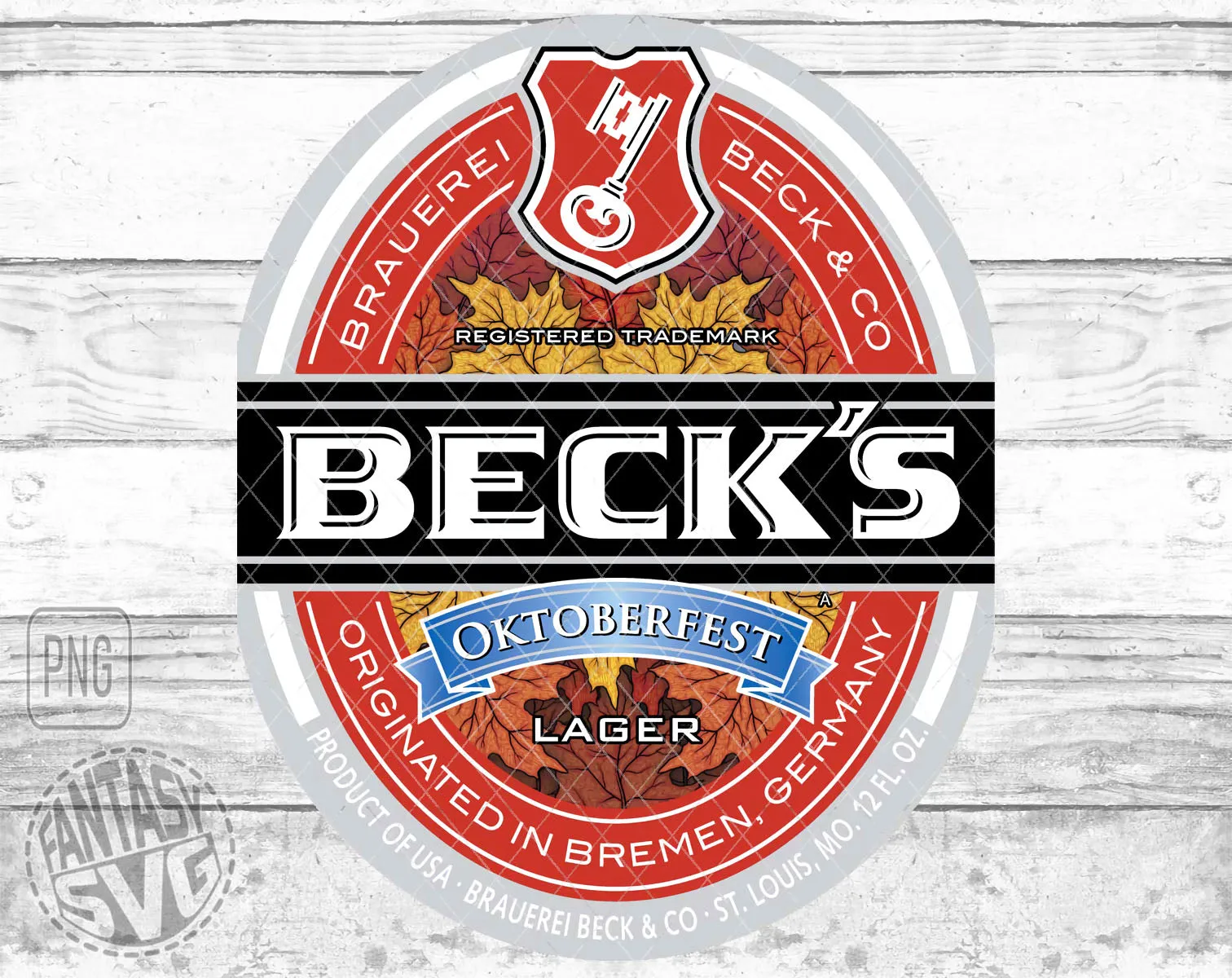 Beck's Beer Octoberfest Inspired Unofficial Logo Can Tumbler Wrap PNG File Printable