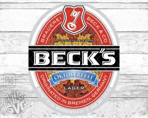 Beck's Beer Octoberfest Inspired Unofficial Logo Can Tumbler Wrap PNG File Printable