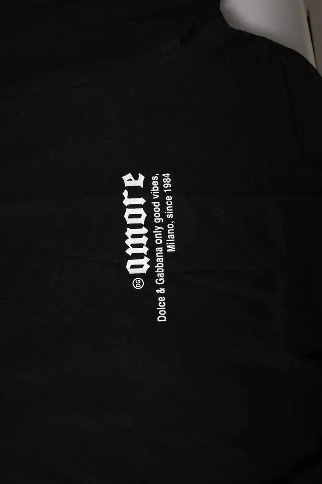 Black Amore Leopard Cotton Crew Neck T-shirt