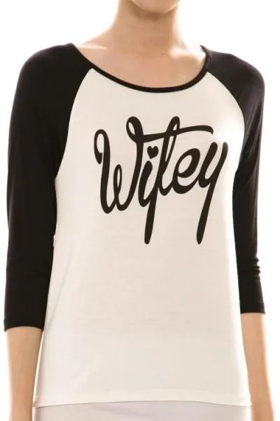 Black & Ivory Wifey Raglan 3/4 Sleeve Tee Shirt (Sm - 3XL Available)