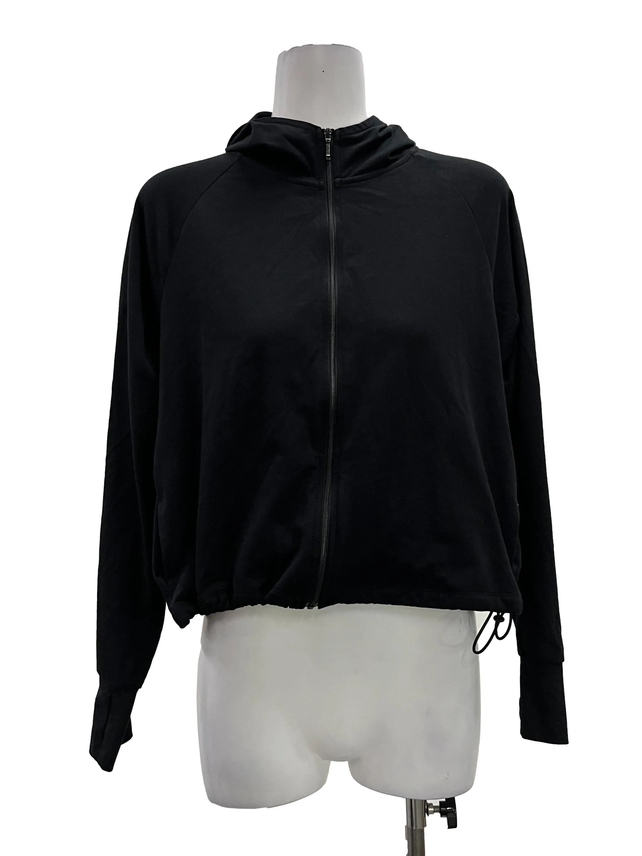 Black Cotton Hoodie Jacket