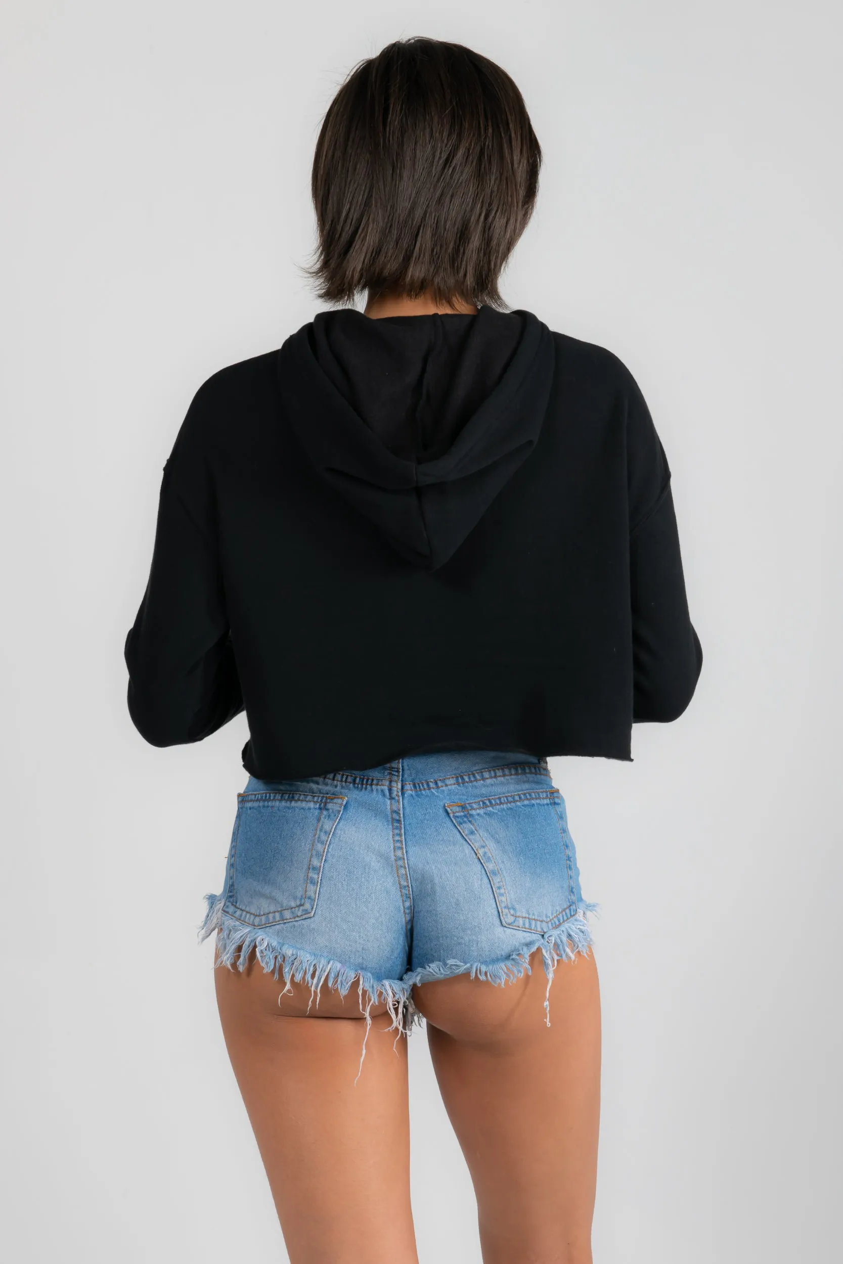 Black Cropped Hoodie