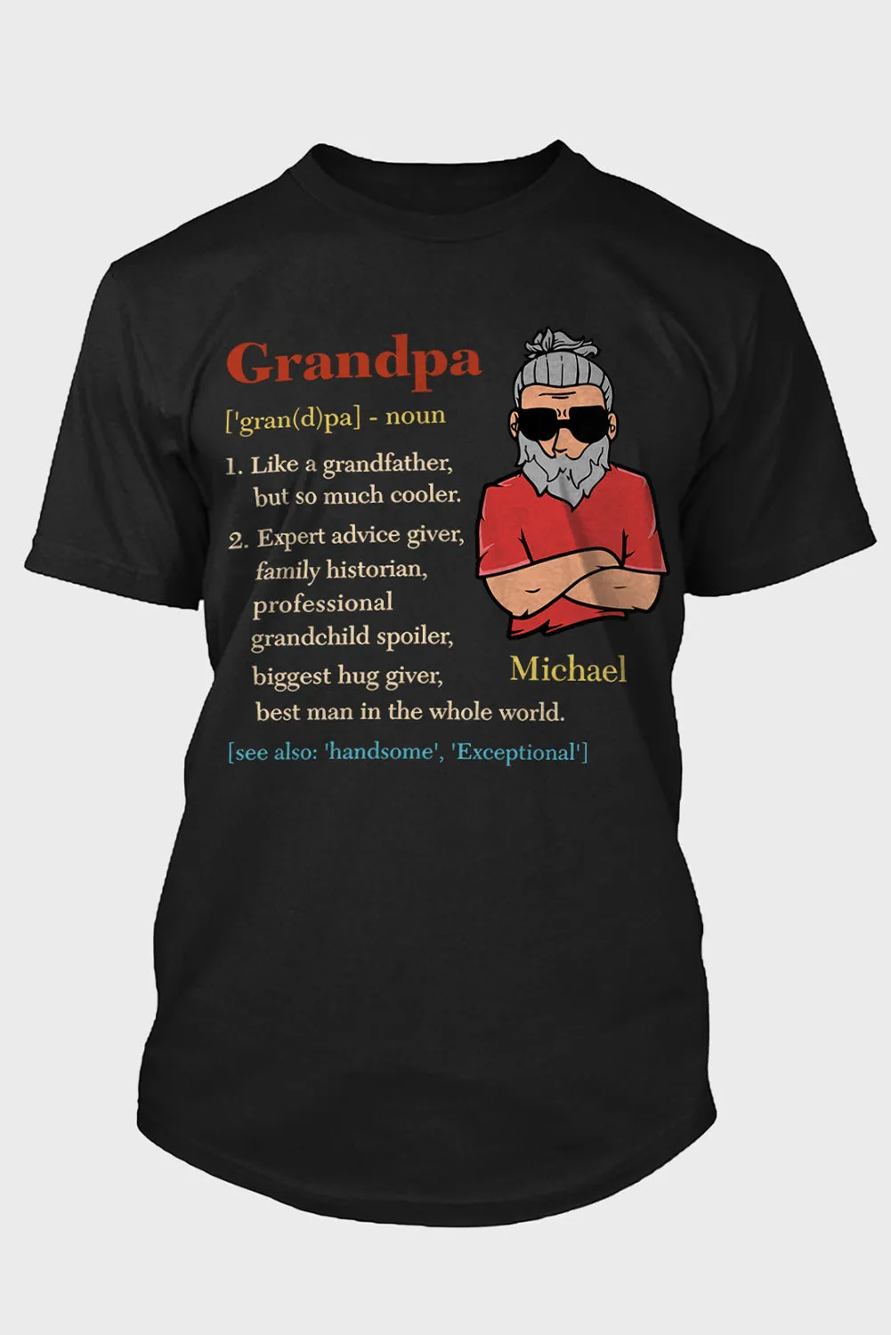 Black Grandpa Letter Figure Print Men's Graphic T Shirt
