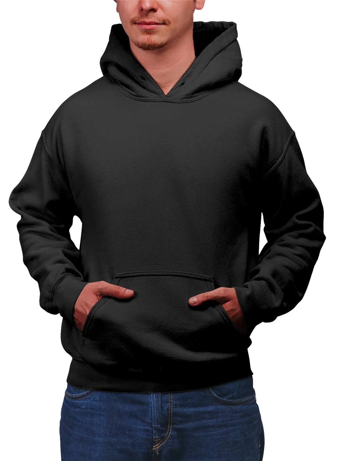Black Plain Cotton Hoodie for Men & Women