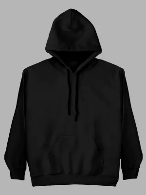Black Plain Cotton Hoodie for Men & Women
