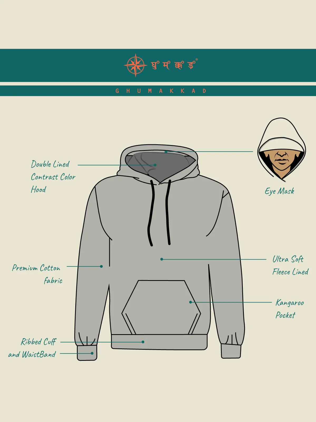 Black Plain Cotton Hoodie for Men & Women