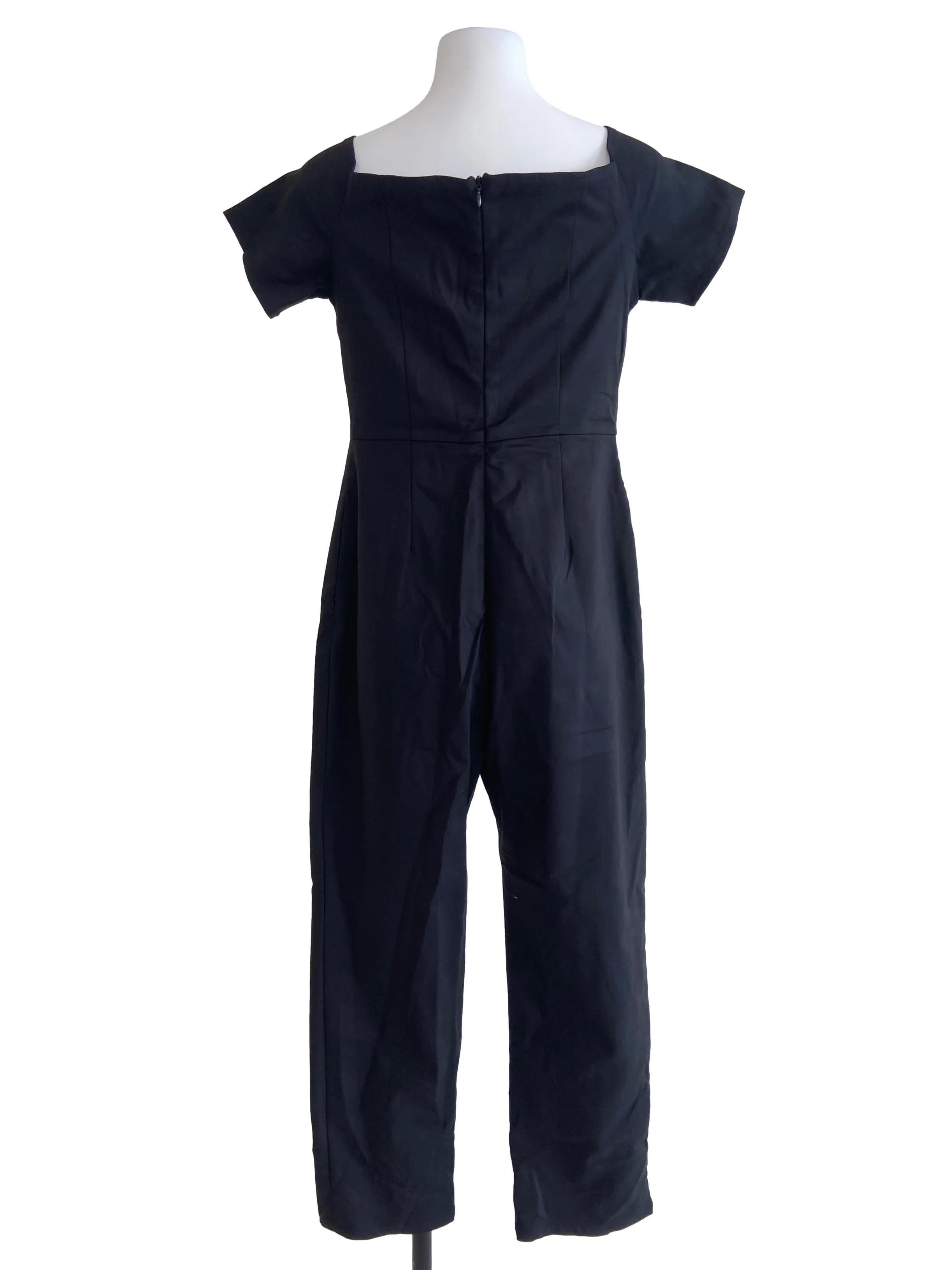 Black Sabrina Neck Jumpsuits
