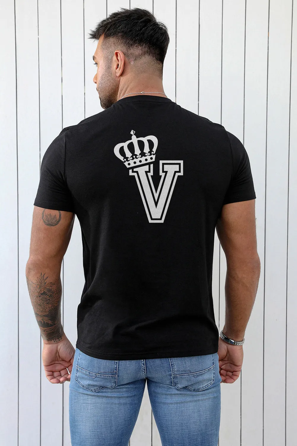 Black V Crown Graphic Print Short Sleeve Men's T Shirt