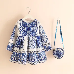 Blue and White dress and purse