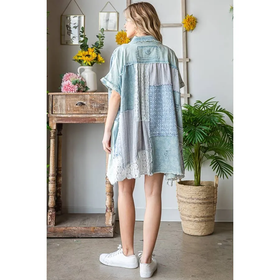 Blue Mixed Oli Hali Shirt Dress