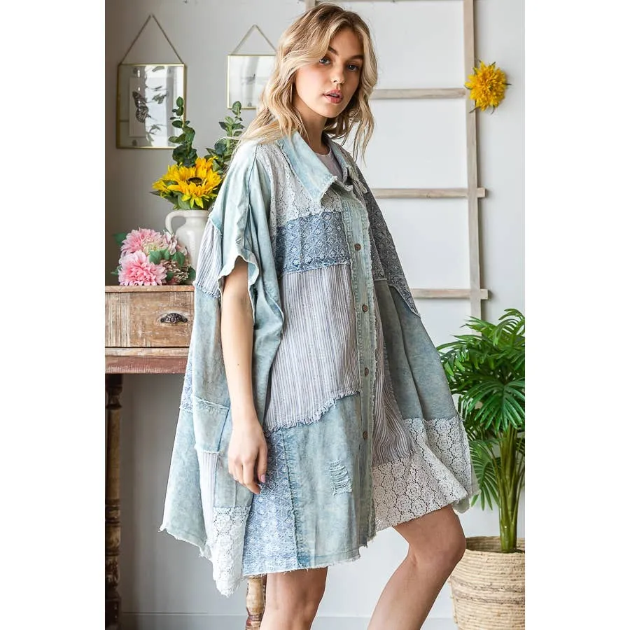 Blue Mixed Oli Hali Shirt Dress