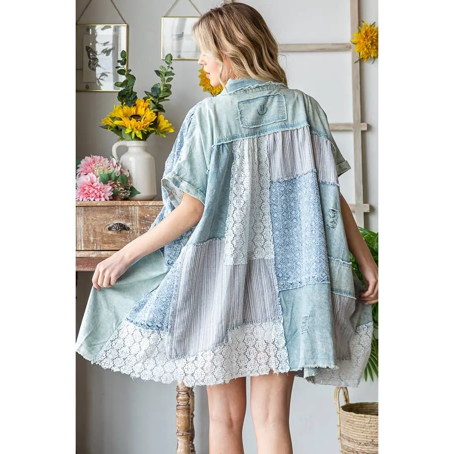 Blue Mixed Oli Hali Shirt Dress