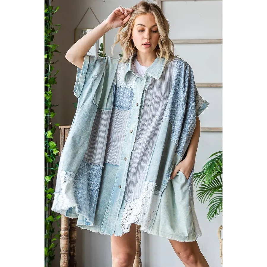 Blue Mixed Oli Hali Shirt Dress